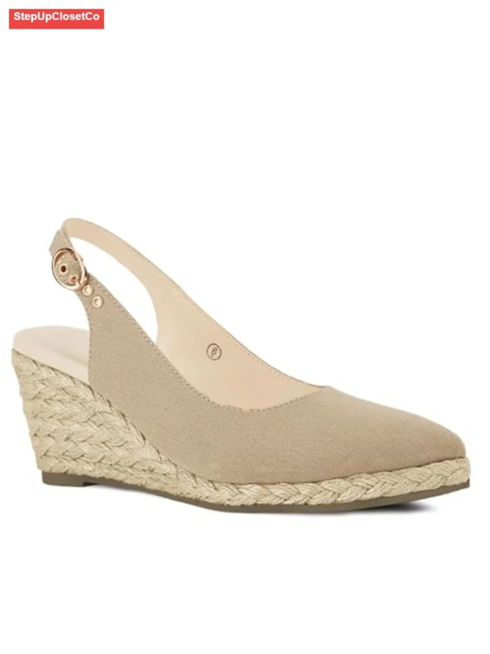 Slingback Buckle Strap Canvas Wedge Sandals